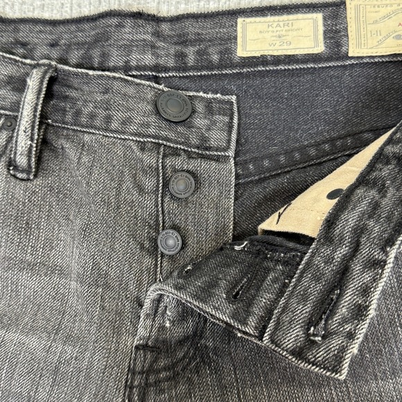 All Saints Kari Boy's Baggy Denim Shorts Sz 29 34 Distressed Gray Grunge Raw Hem - Picture 3 of 12